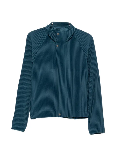pleated high-neck jacket