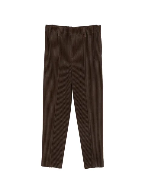 pleated slit-hem trousers