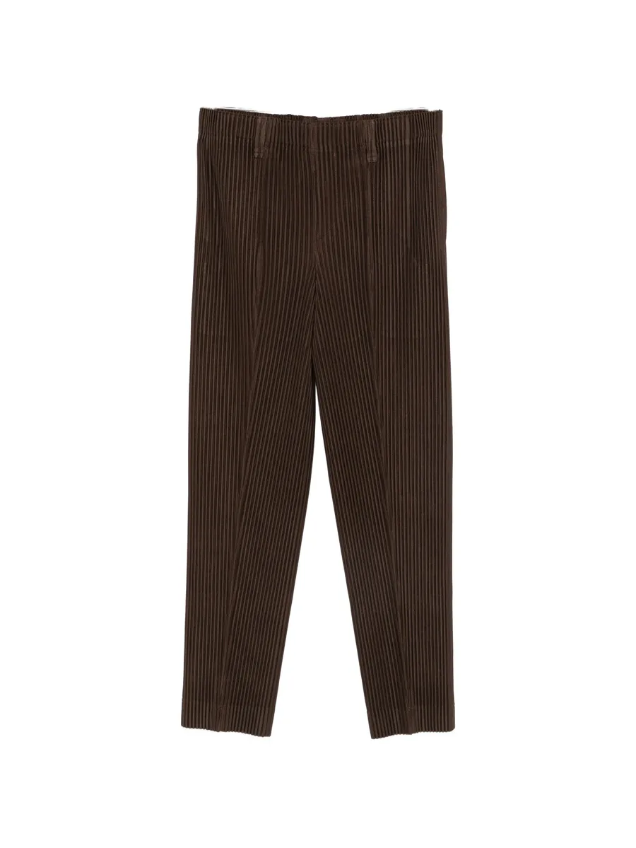 pleated slit-hem trousers 1