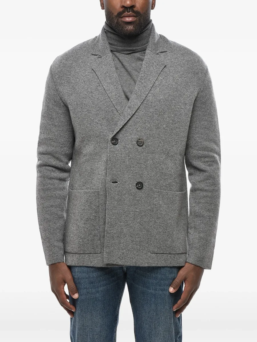 knit double-breasted blazer 1