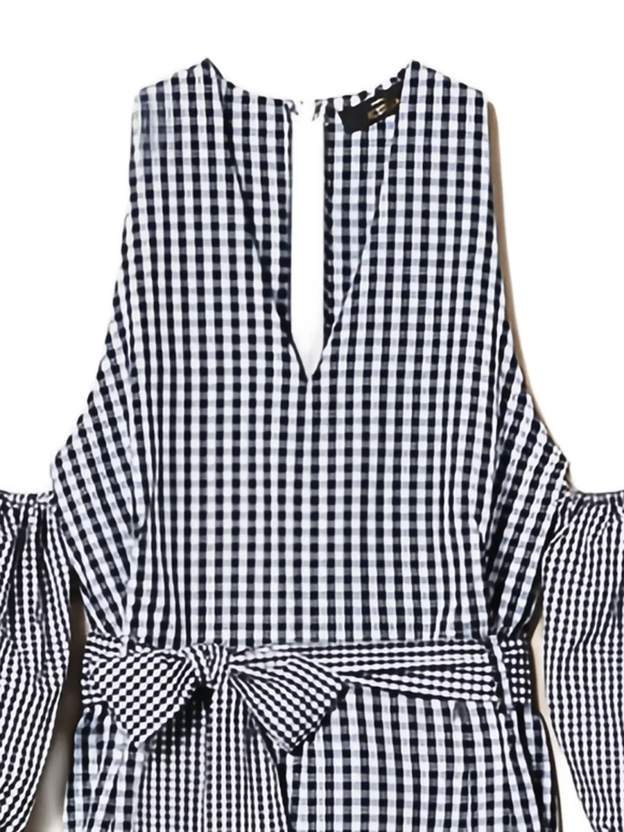 gingham balloon-sleeve jumpsuit 2