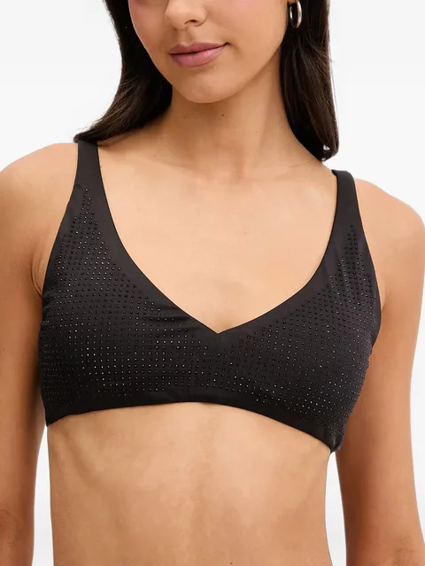 stud-embellished V-neck bikini top
