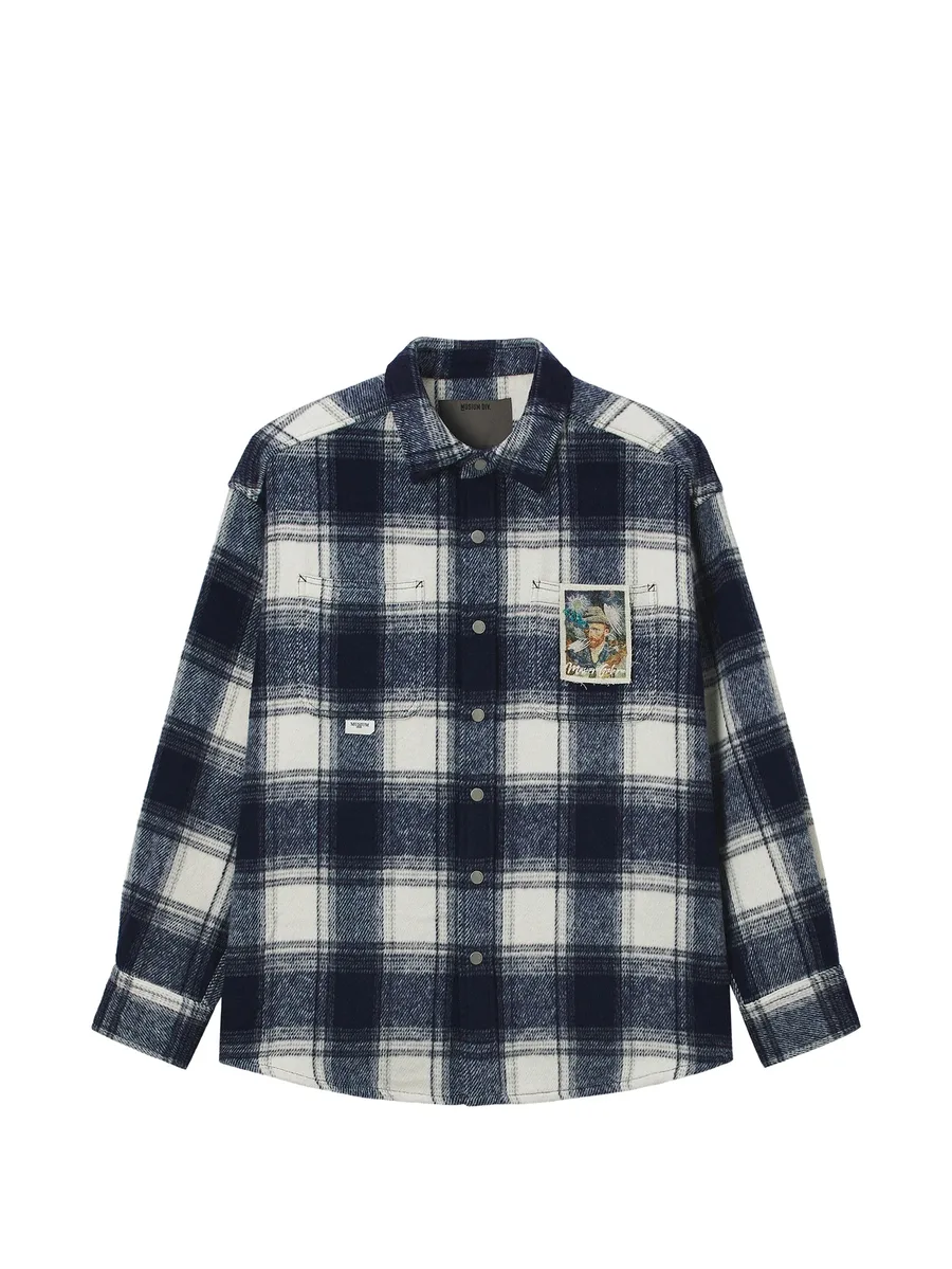 check-pattern embroidered shirt 1