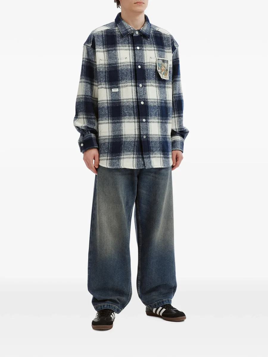 check-pattern embroidered shirt 2