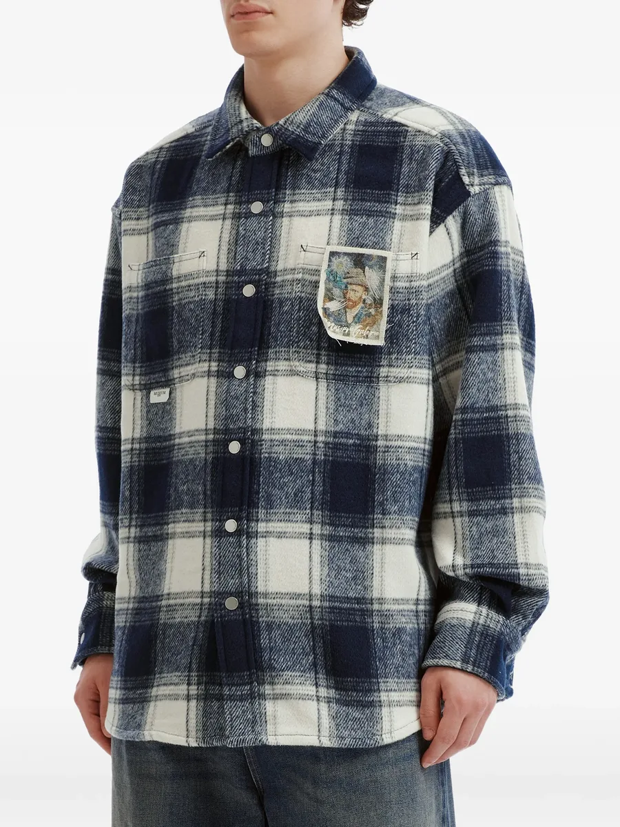check-pattern embroidered shirt 3