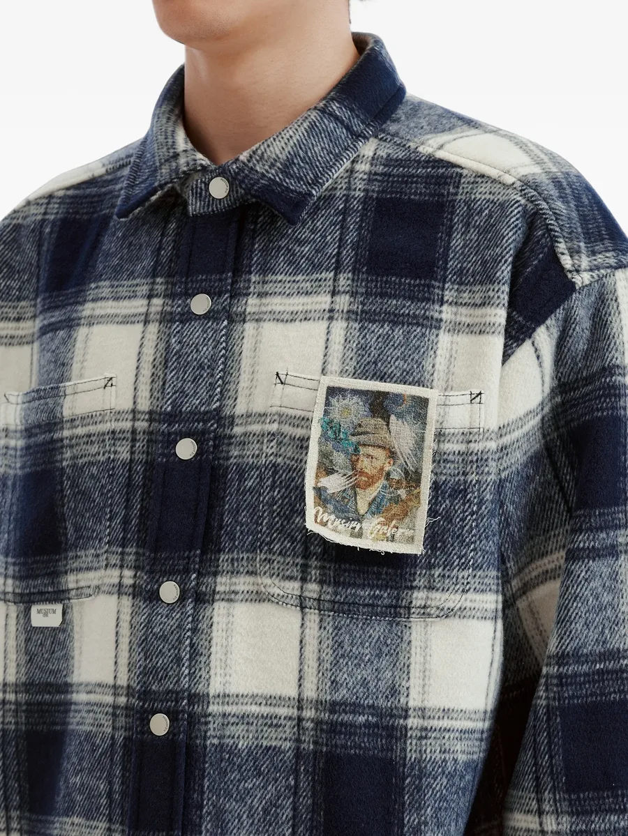 check-pattern embroidered shirt 4