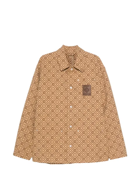 monogram-print logo-patch jacket
