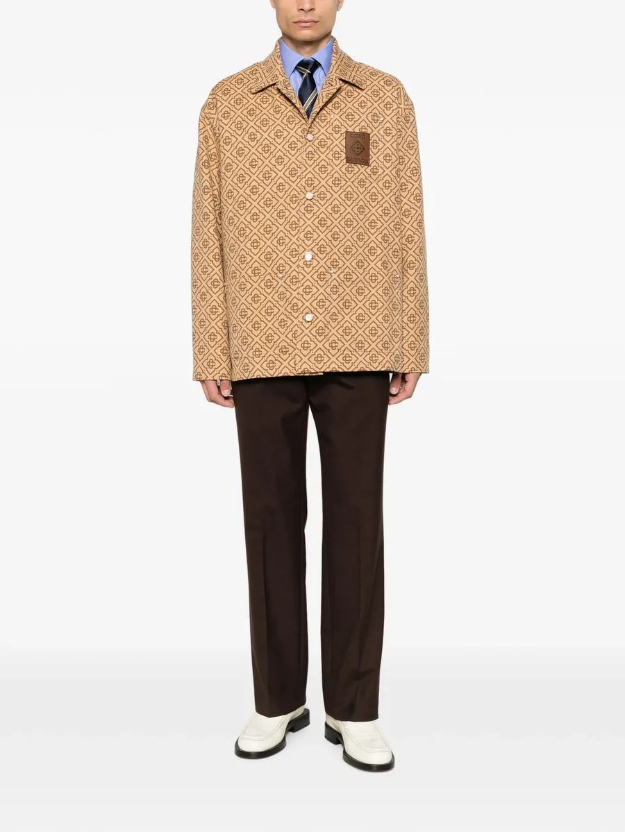 monogram-print logo-patch jacket 2