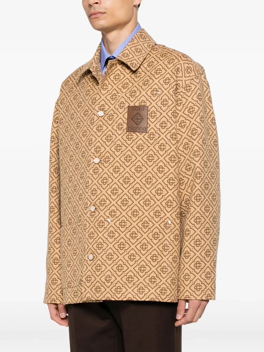 monogram-print logo-patch jacket 3