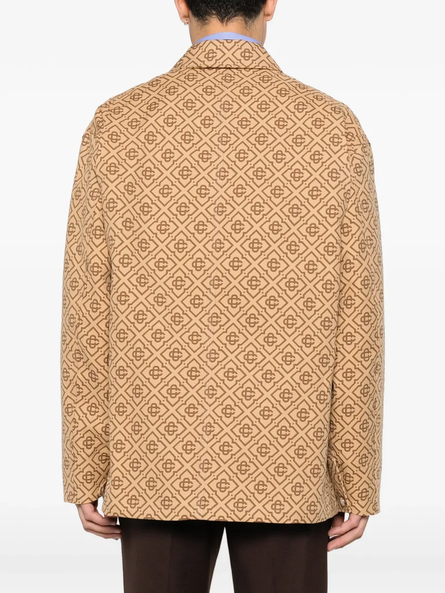 monogram-print logo-patch jacket 4