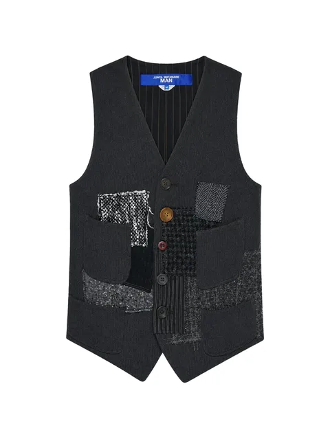 patchwork V-neck vest