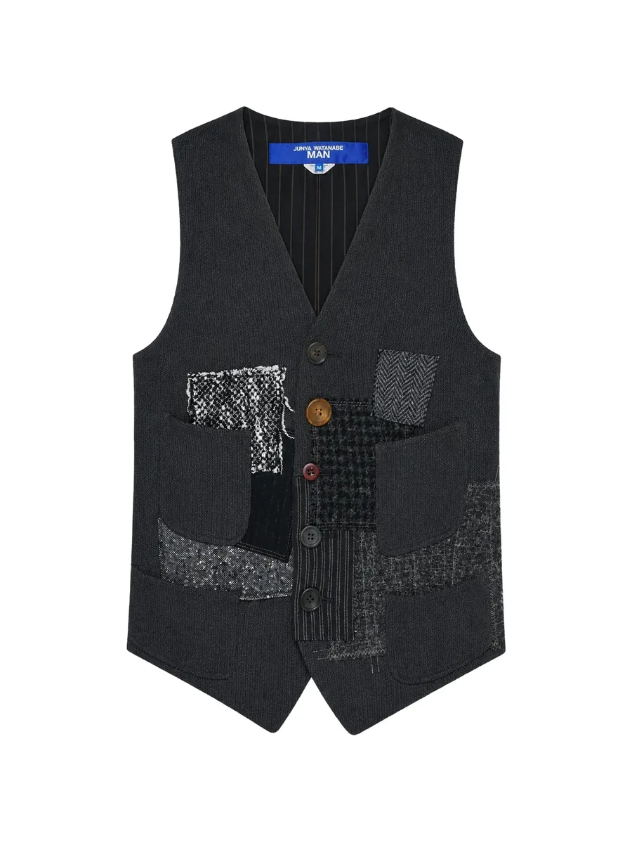 patchwork V-neck vest 1