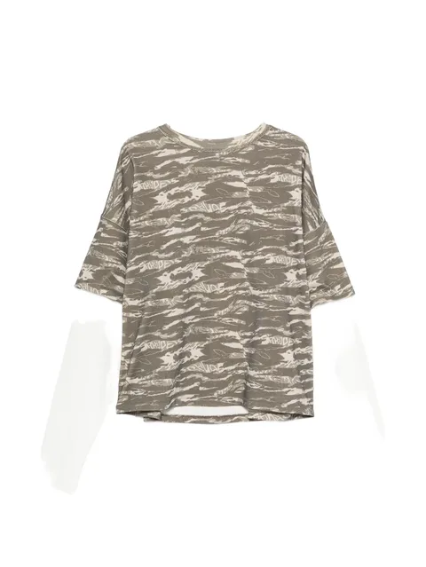 camouflage-print layered-sleeve T-shirt