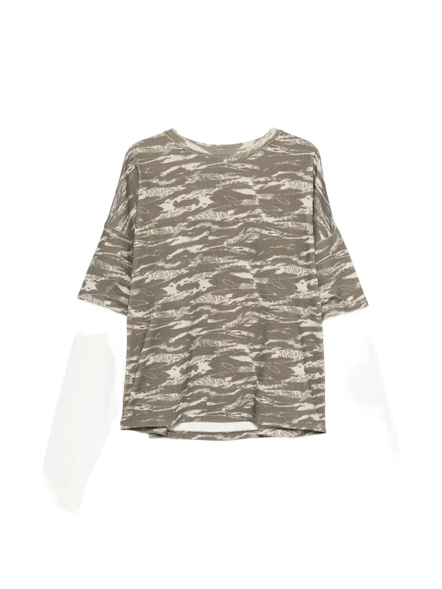 camouflage-print layered-sleeve T-shirt 1
