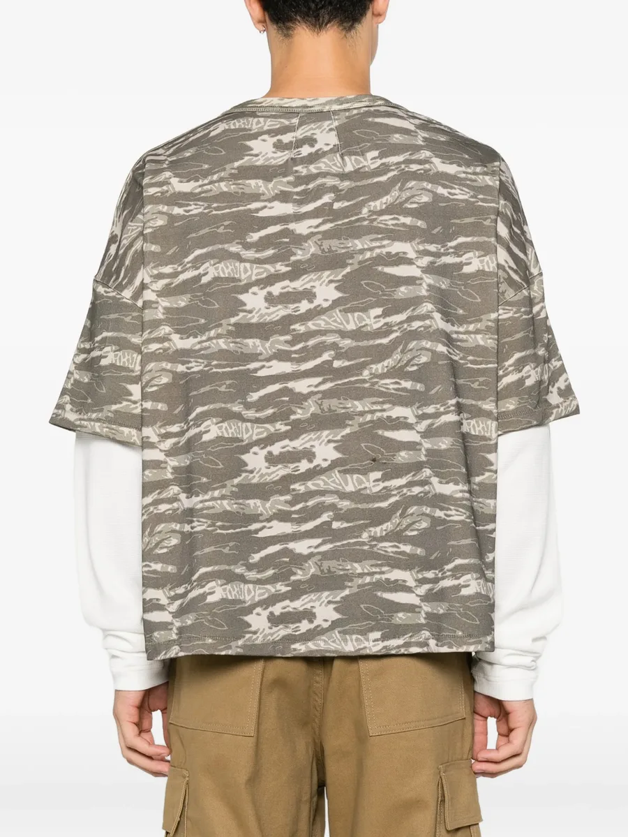 camouflage-print layered-sleeve T-shirt 4