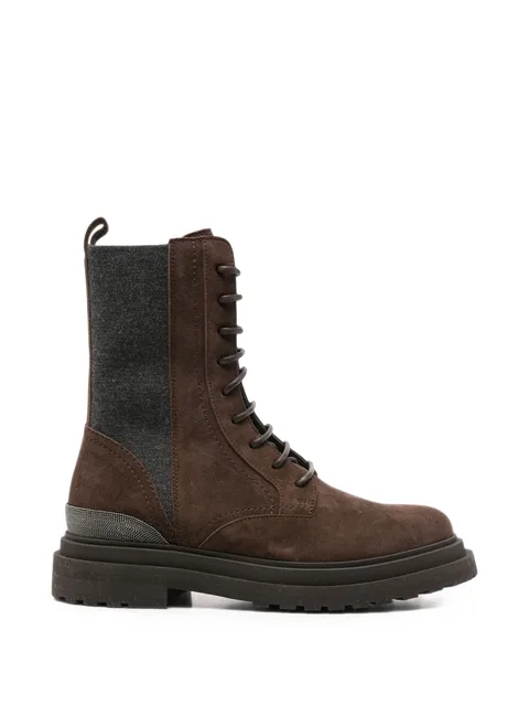 lace-up suede combat boots