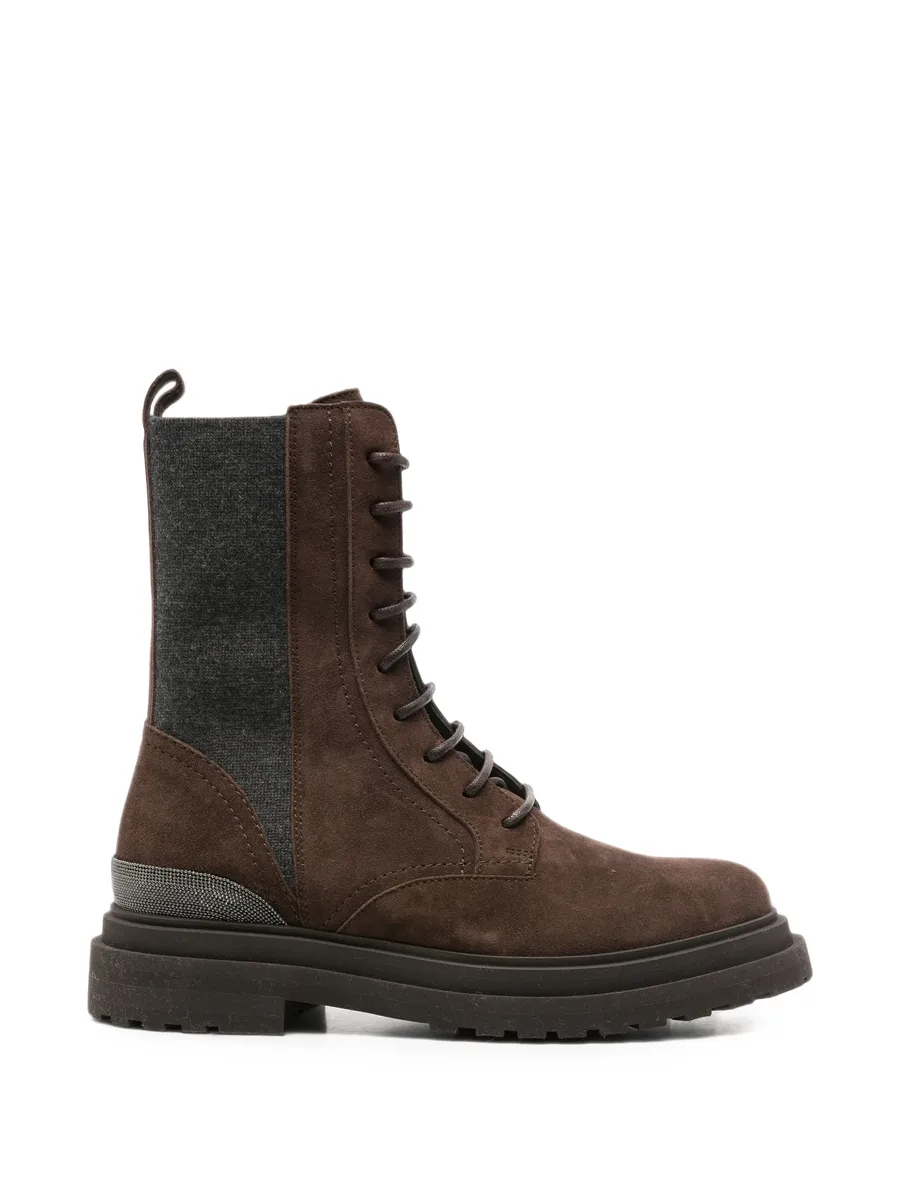 lace-up suede combat boots 1