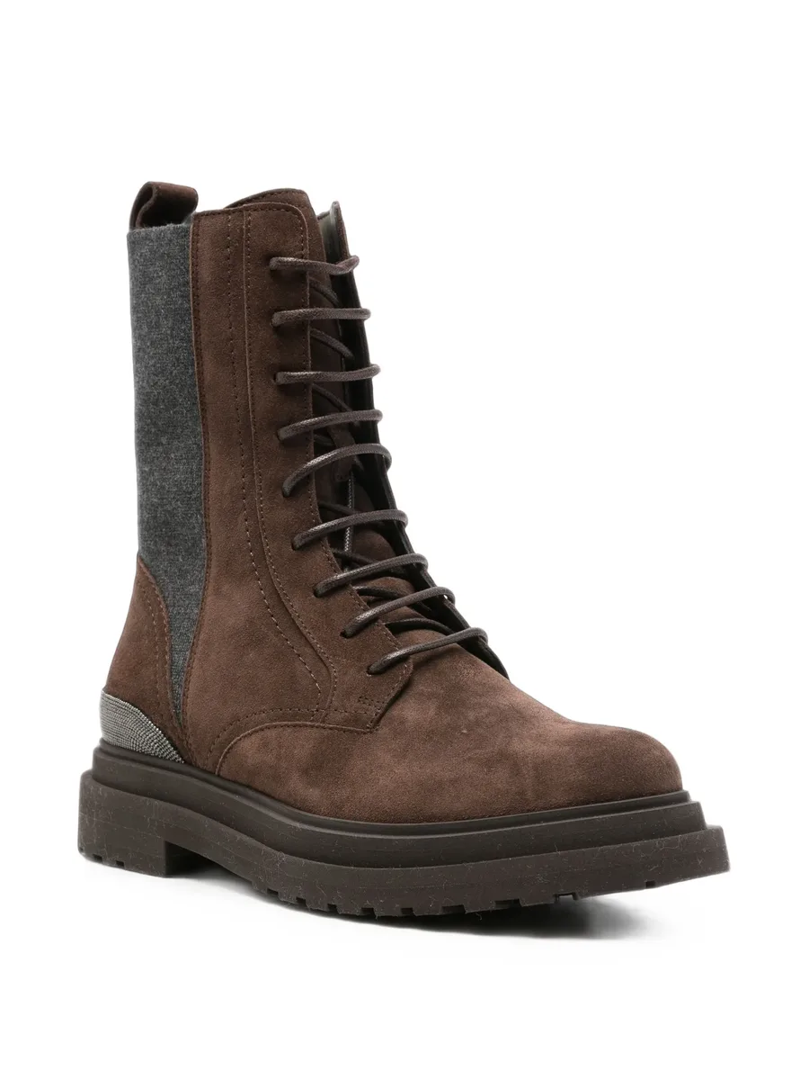 lace-up suede combat boots 2