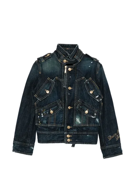 2000s distressed-effect denim jacket
