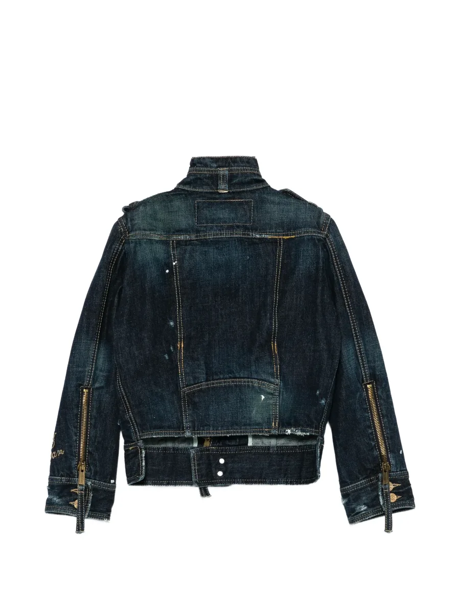 2000s distressed-effect denim jacket 2