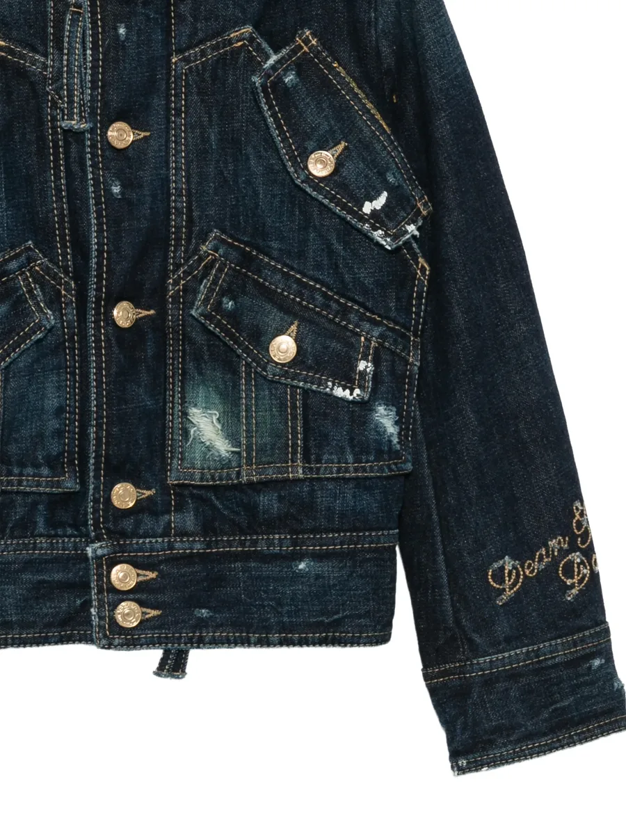 2000s distressed-effect denim jacket 3