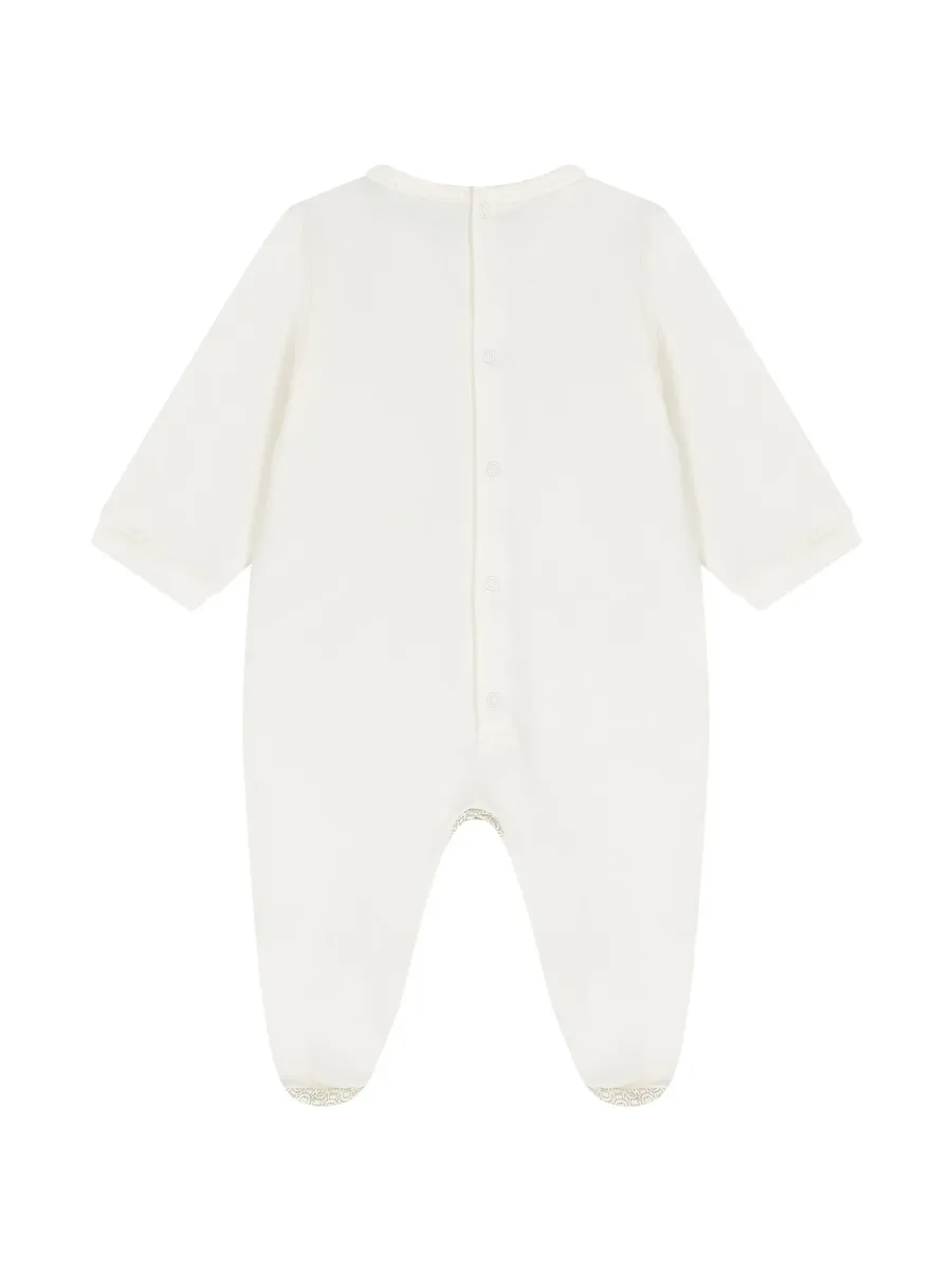 logo-embroidered patterned babygrow 2