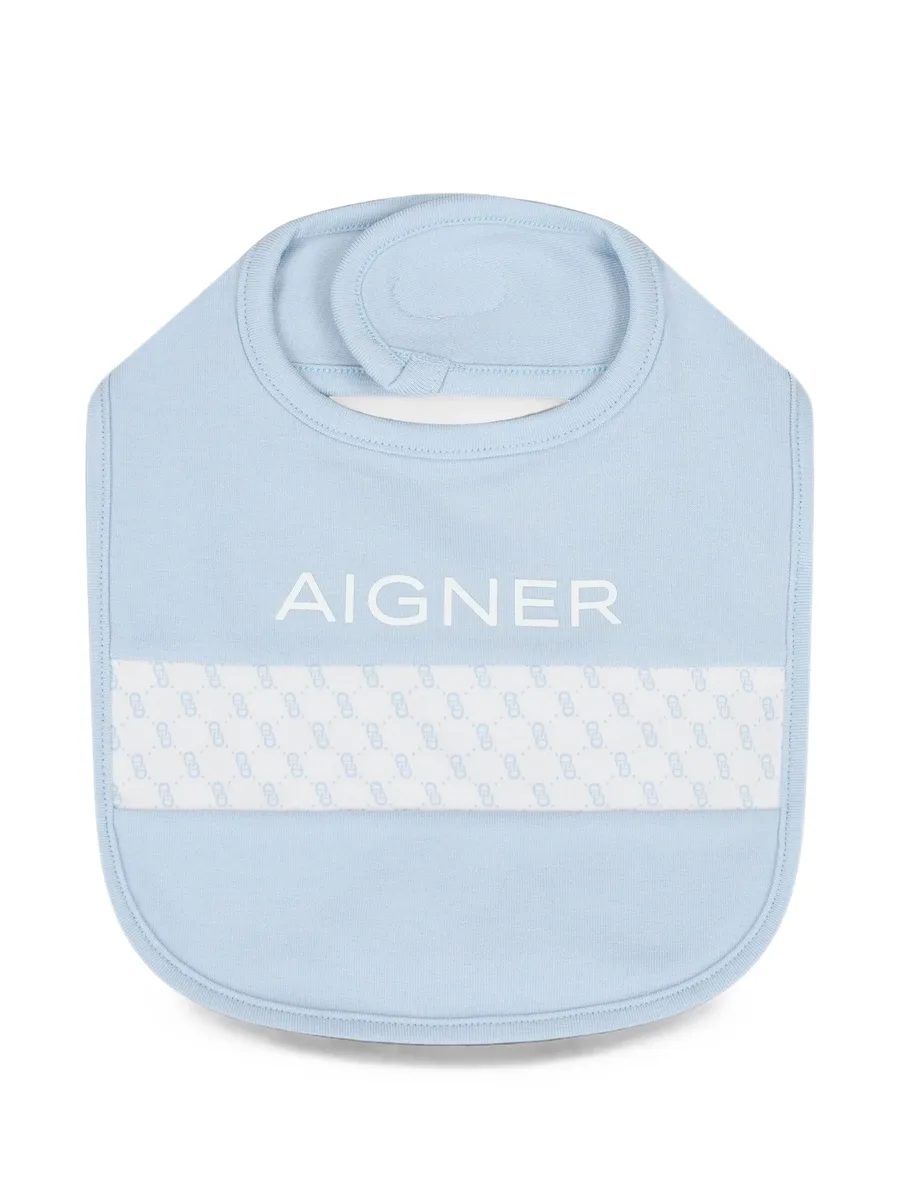 logo-print panelled bib 1
