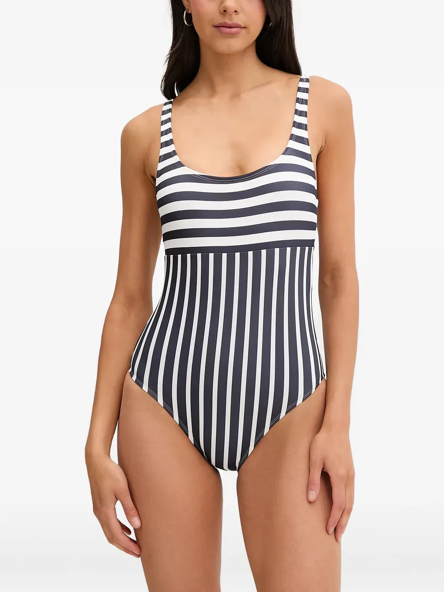 striped scoop-neck swimsuit 1