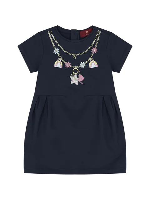 graphic-print pleated dress