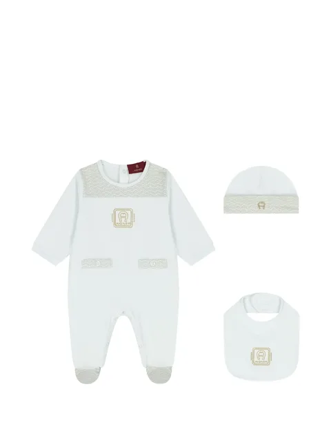 monogram-print babygrow set