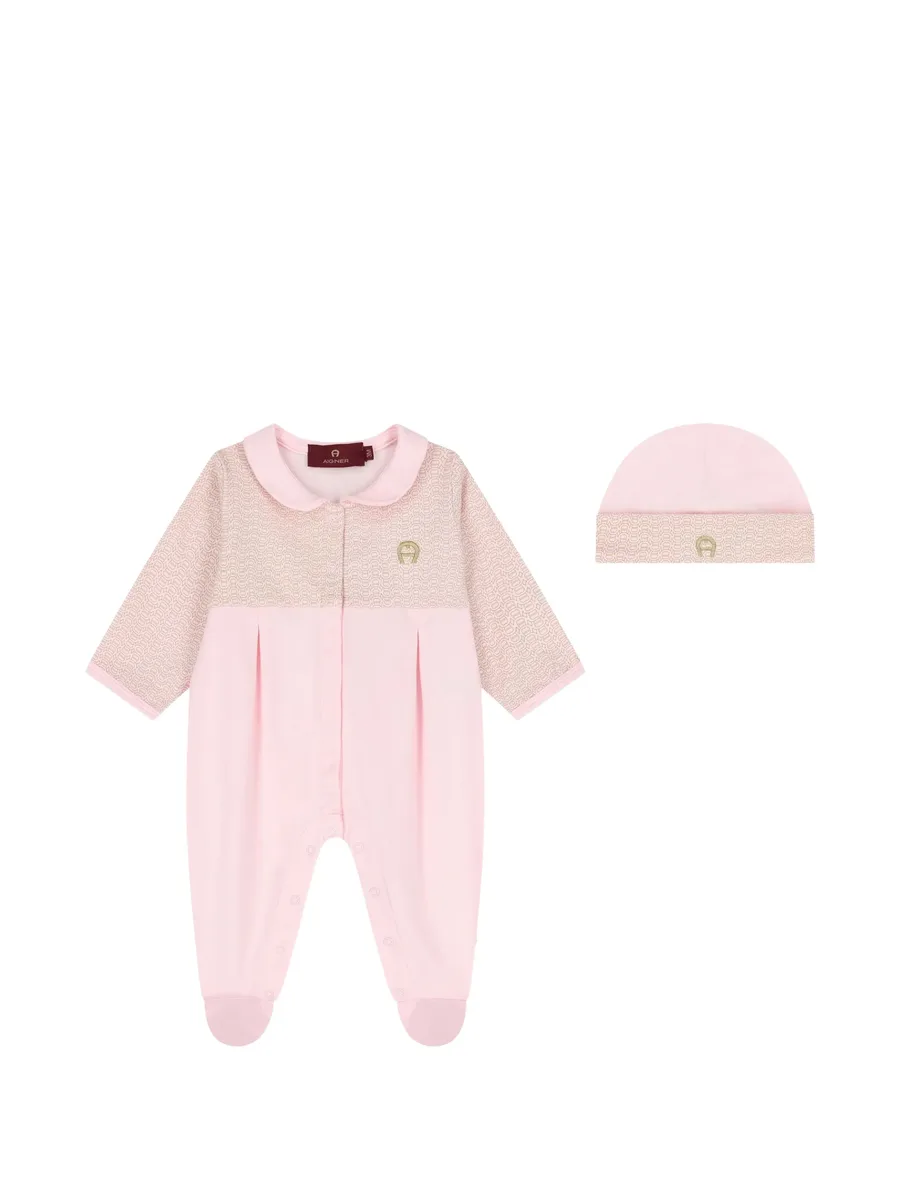 logo-pattern Peter Pan babygrow set 1