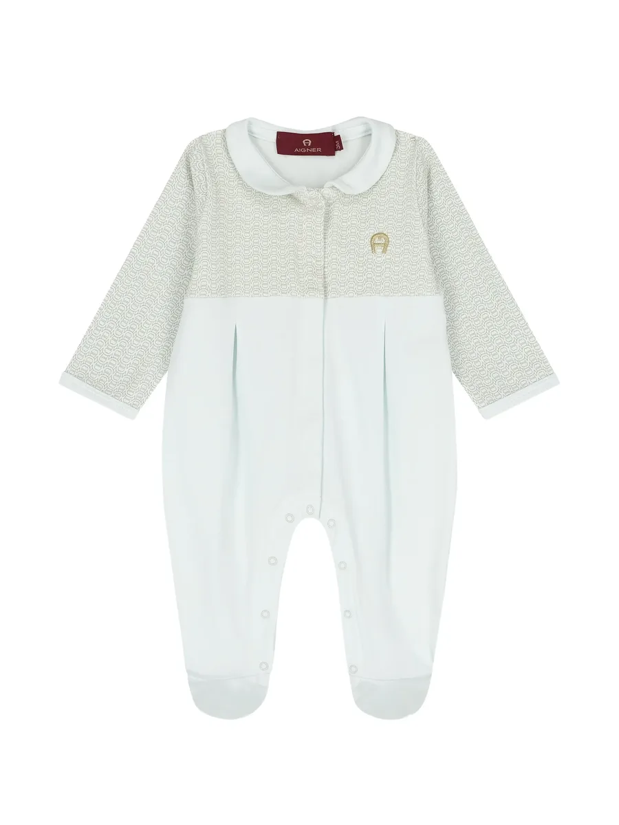 logo-print Peter Pan collar Babygrow 1