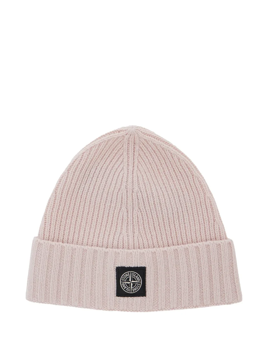 logo-patch ribbed-knit beanie hat 1