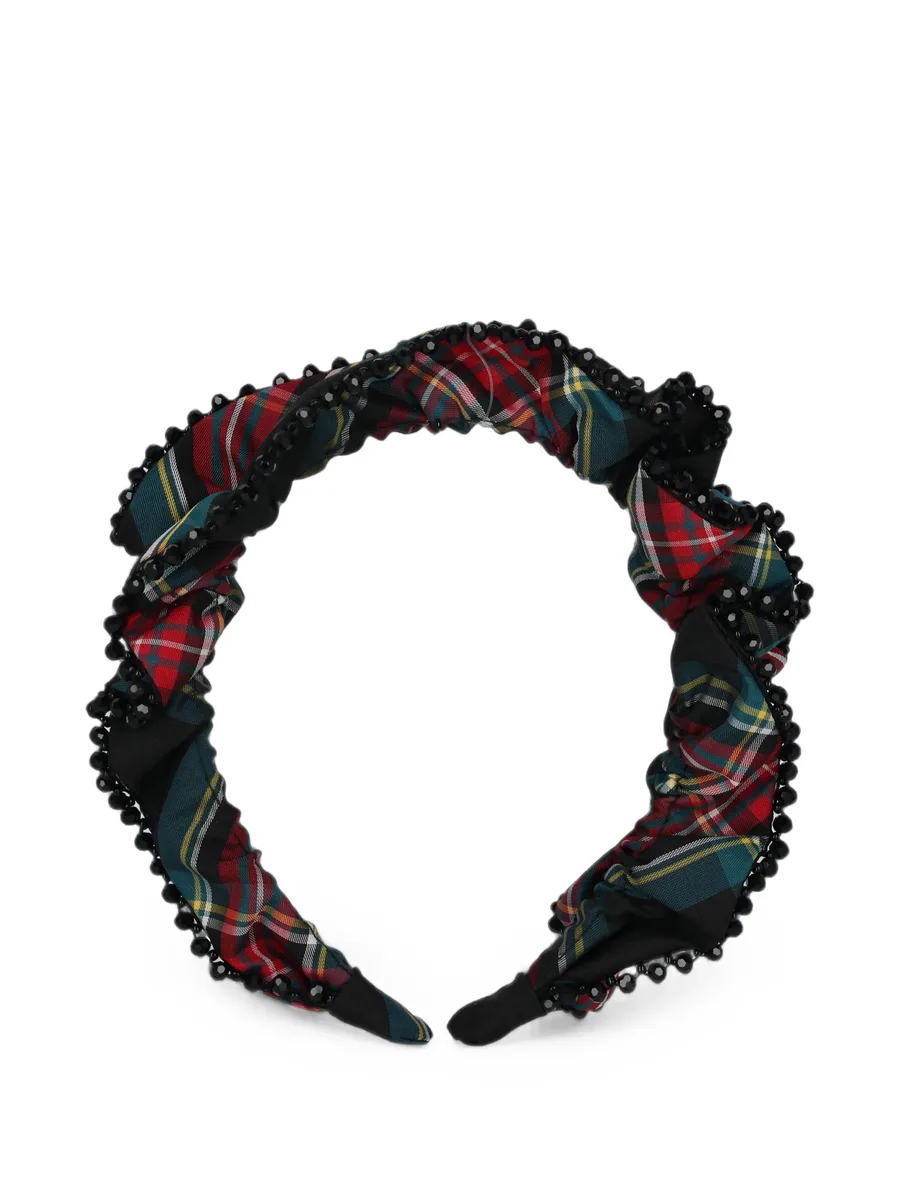 bead-trimmed tartan headband 2