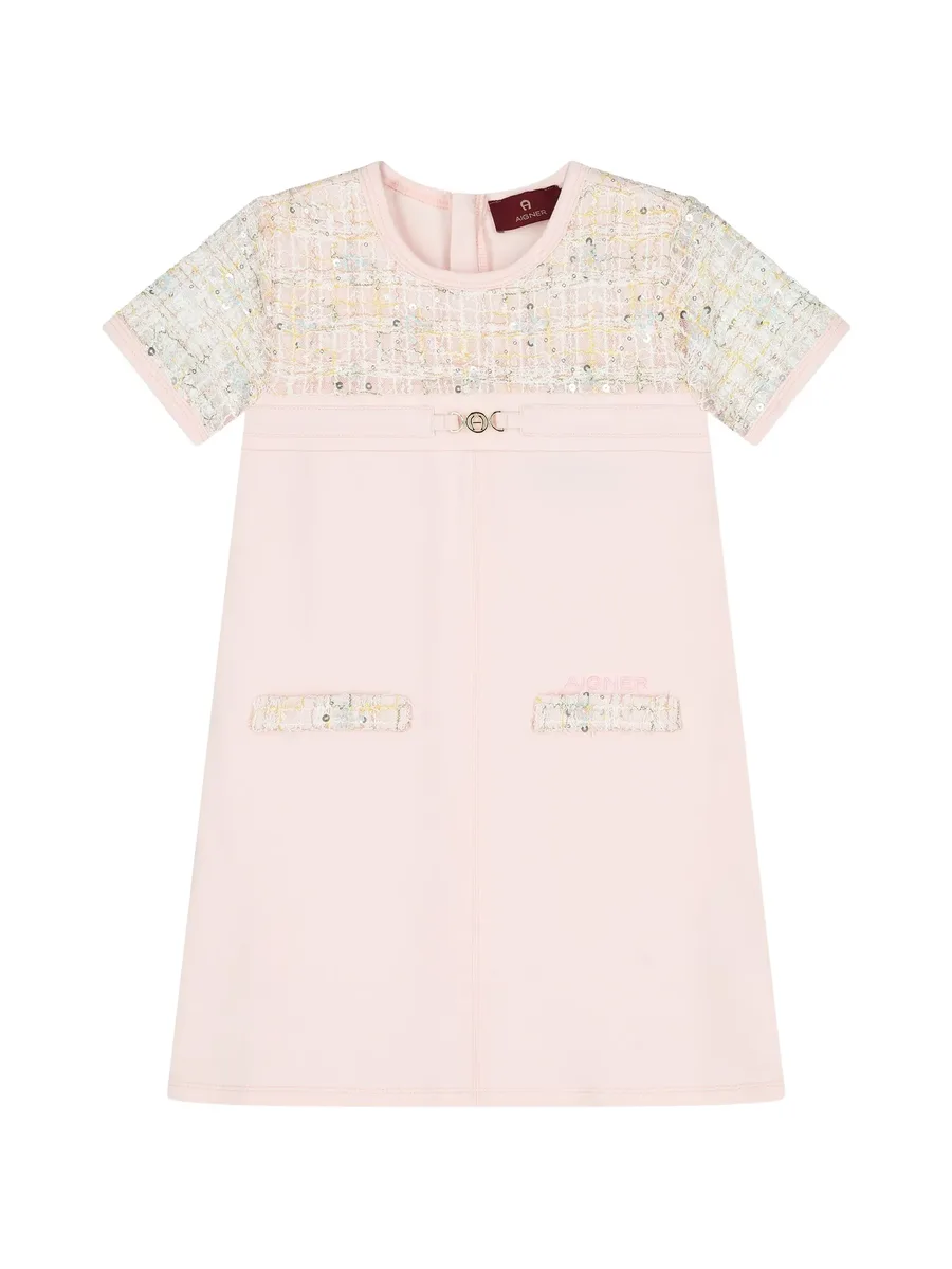 sequin-embellished tweed-panel dress 1