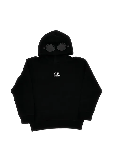 Goggle-detail logo-print hoodie