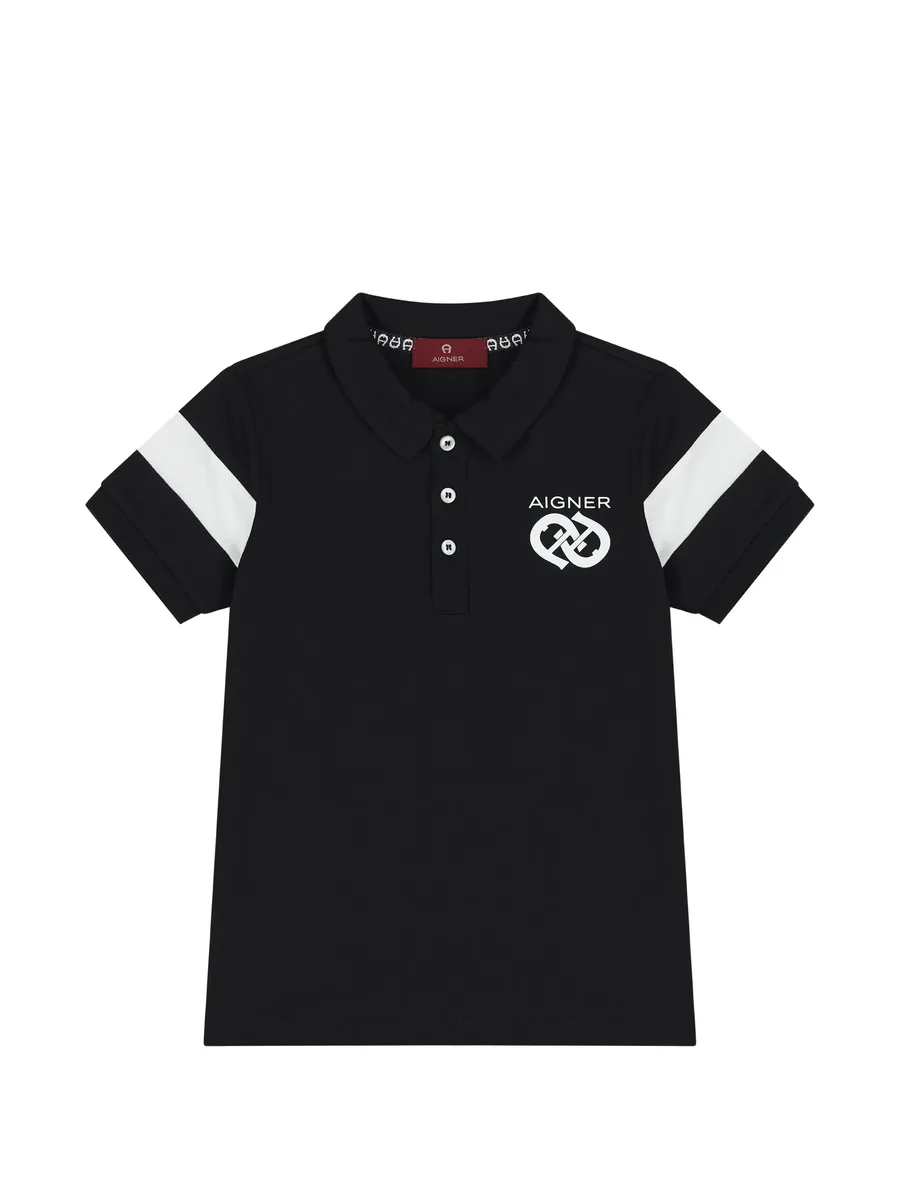logo-print panelled polo shirt 1