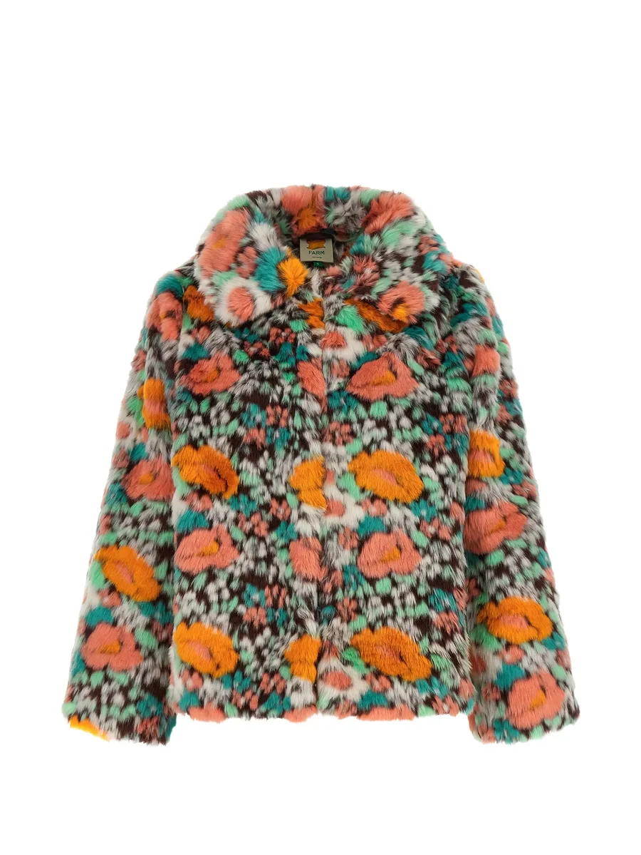 faux-fur floral-pattern coat 1
