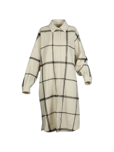 check-pattern oversized coat