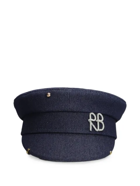 Baker Boy monogram-embroidered denim baker boy hat
