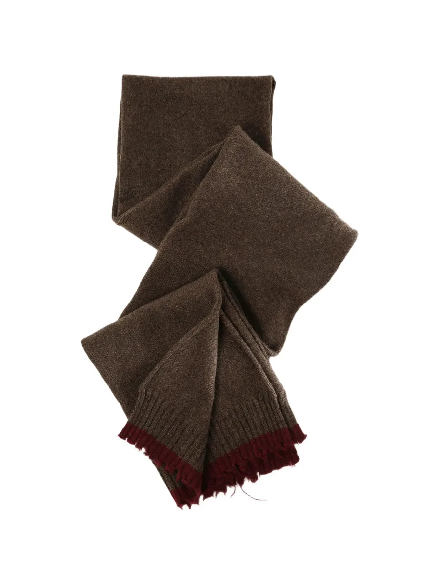 fringed ribbed-trim scarf 1