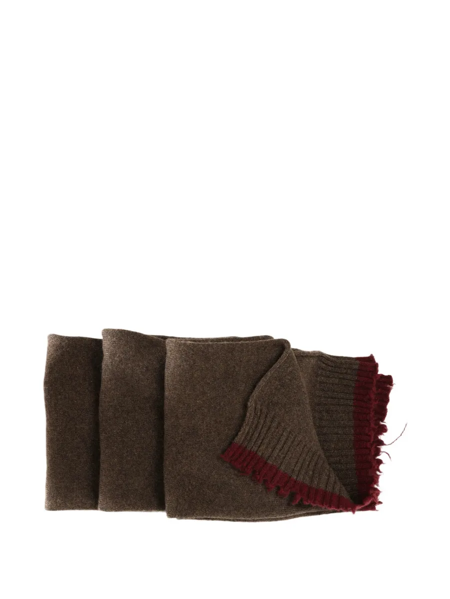 fringed ribbed-trim scarf 2