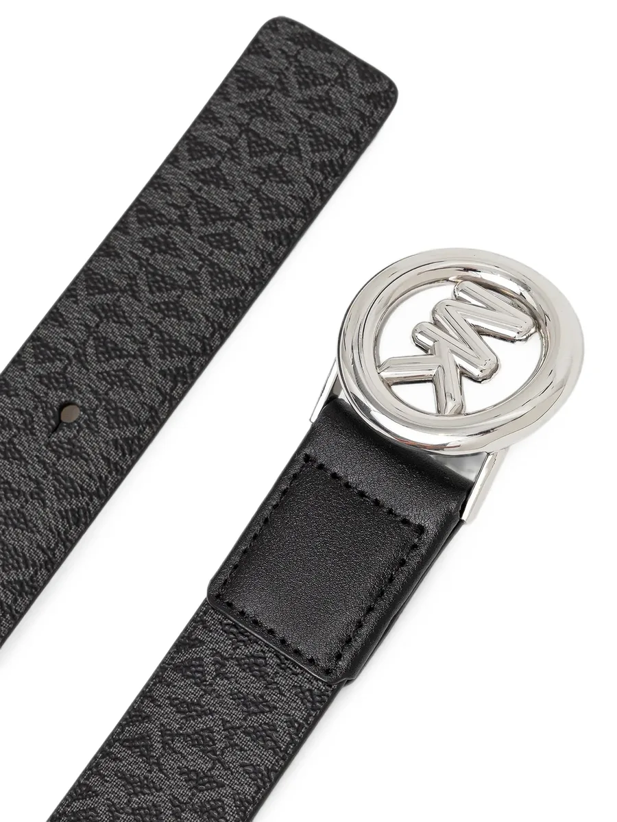monogram-print logo-buckle belt 2