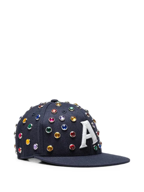 crystal-embellished logo-patch cap
