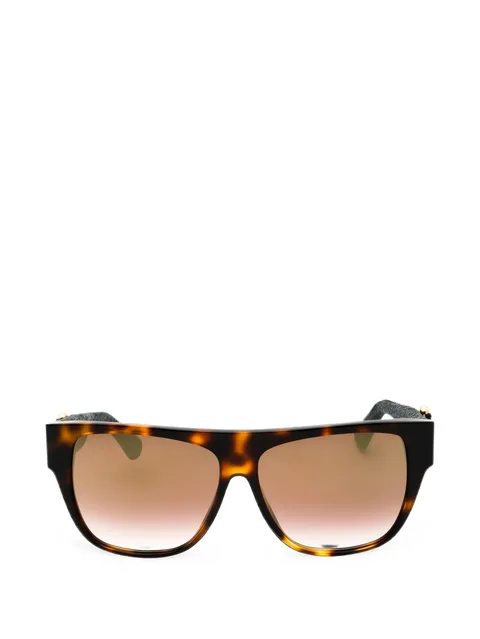 tortoiseshell-effect geometric-frame sunglasses