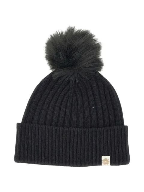 pom-pom ribbed beanie hat