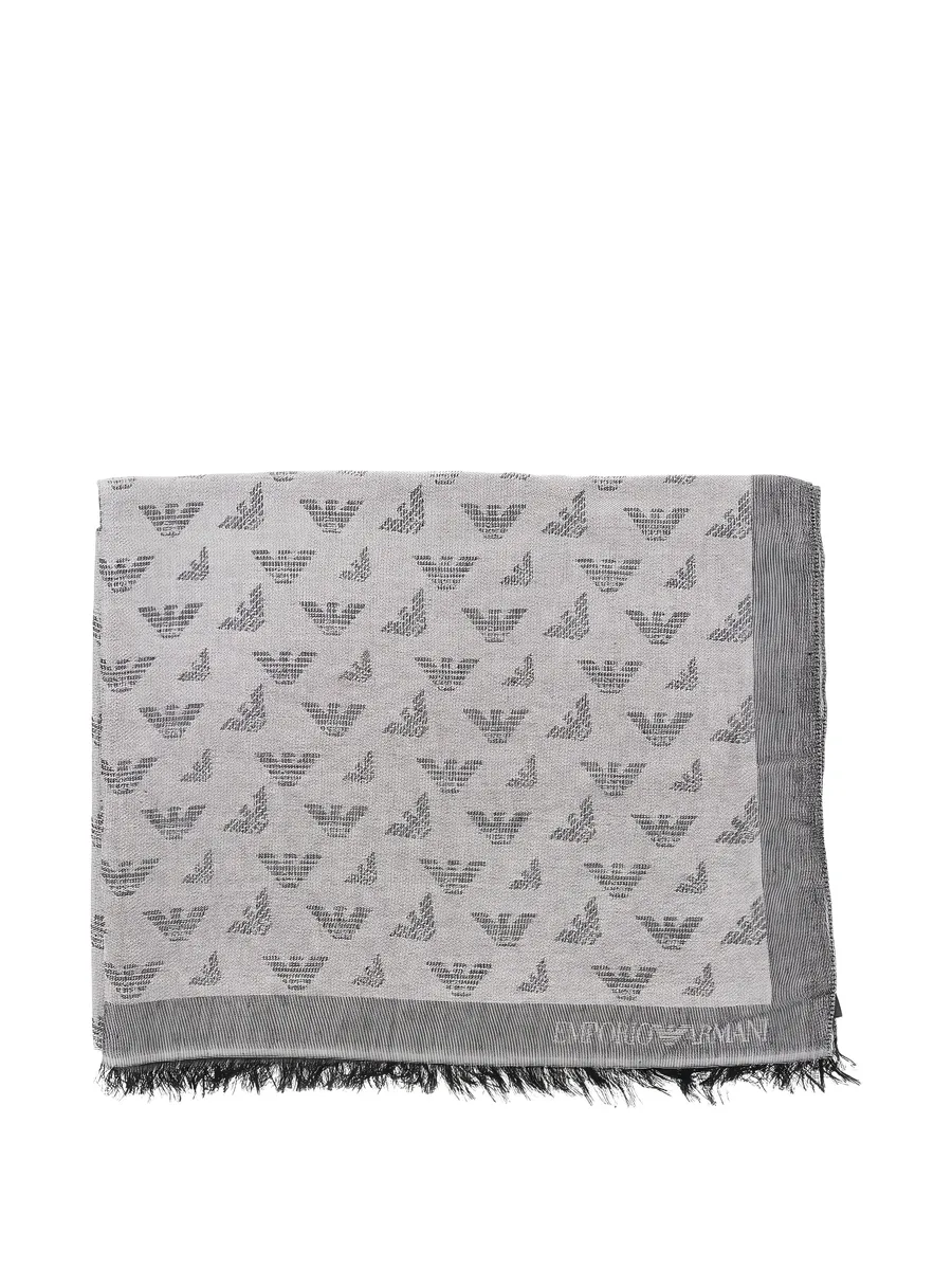 Eagle-monogram fringed scarf 1