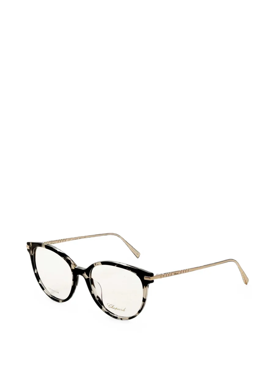 tortoiseshell-effect round-frame glasses 1