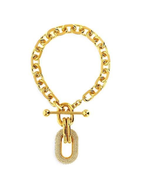 crystal-pendant chunky-link necklace