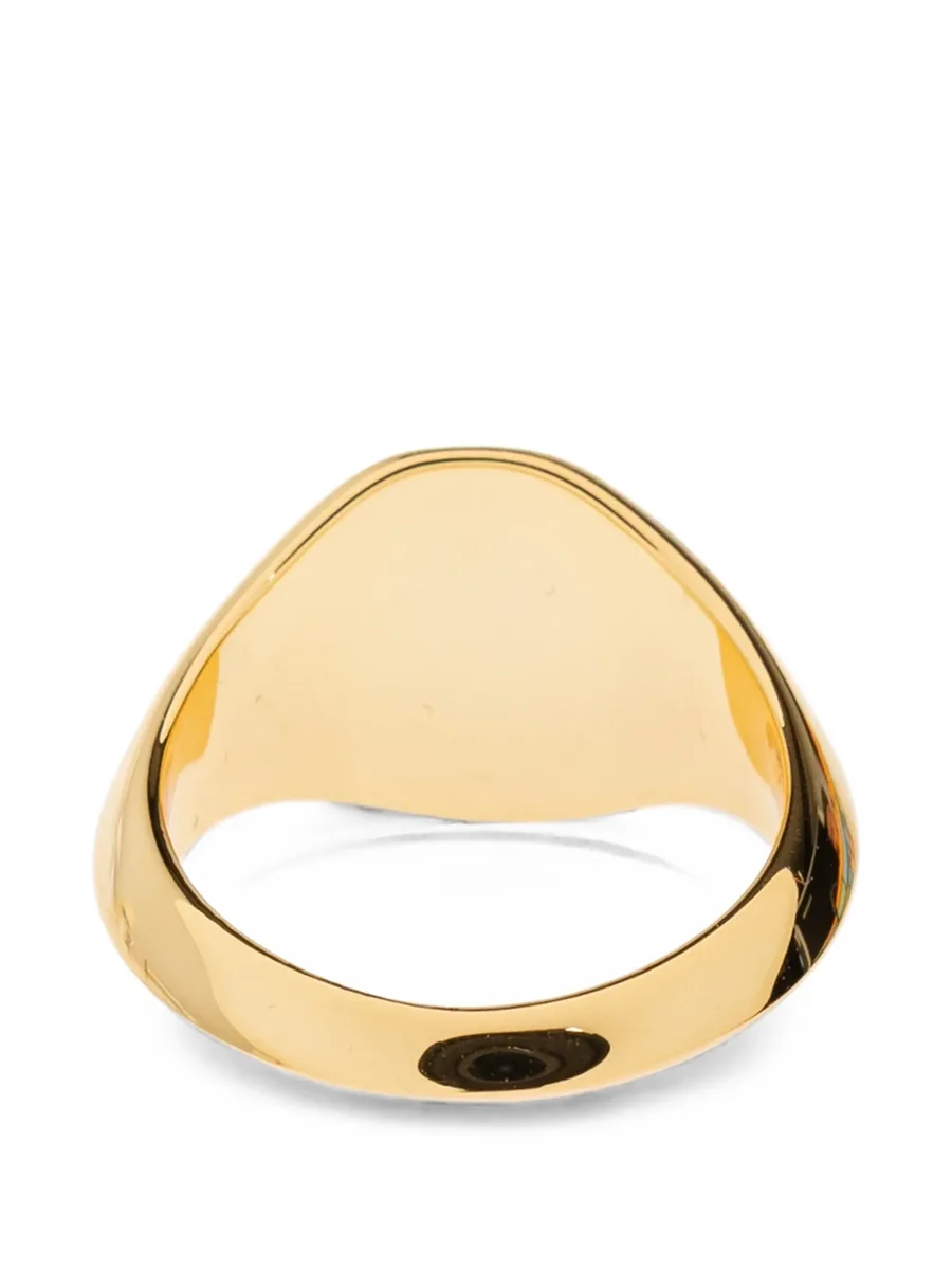logo-plaque stone-embellished ring 4